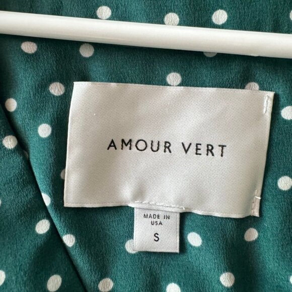 Amour Vert 100% Silk Polka Dot Blouse Size Small - Picture 6 of 7